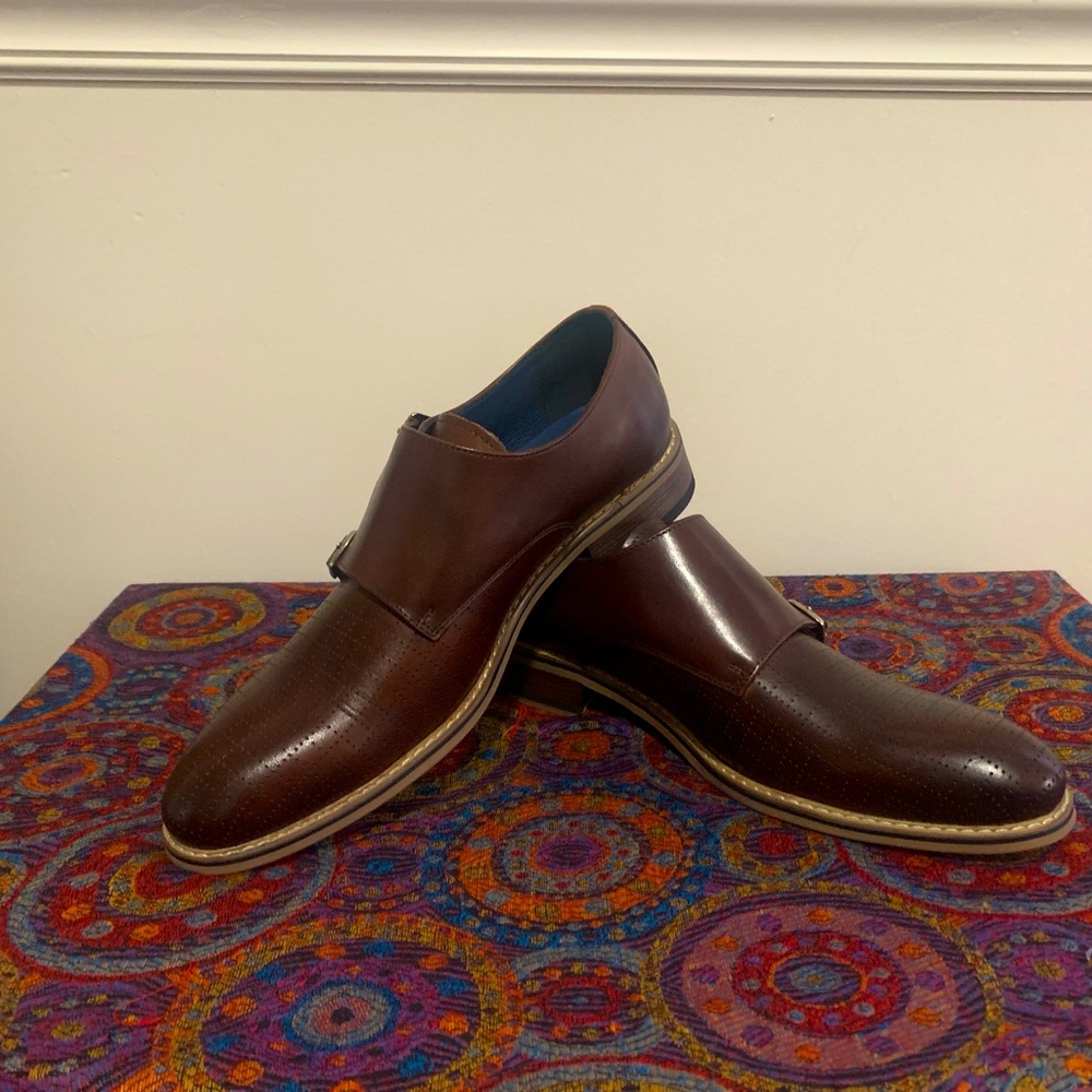 LA MILANO mens size 10 Brown Leather monk strap NWOT